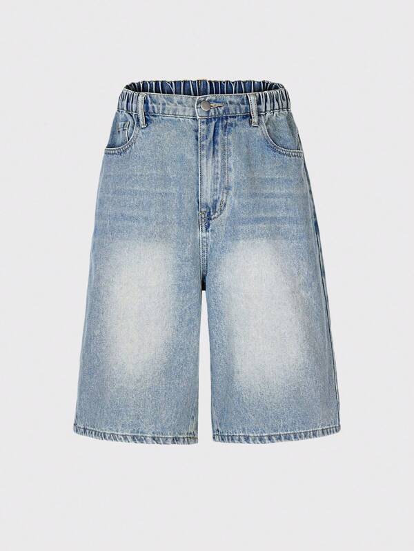 Nouveaux shorts en jean délavé bleu clair ample et décontracté pour les garçons adolescents. Le design détente aux jambes larges donne une allure décontractée et naturelle, parfait à assortir avec des hauts simples. Convient pour l'école, les fêtes, les activités extérieures et le port quotidien.