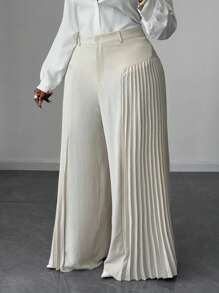 Maweii 夏季褶皱纹理面料杏色休闲、度假和通勤宽松裤 - 杏色 - 查看 4