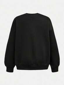 SHEIN Girlism 少女休闲运动套装，黑色连帽衫搭配撞色蝴蝶结和休闲抽绳运动裤 - 黑色 - 查看 5