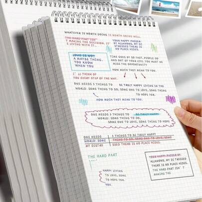 SHEIN 1 pieza Cuaderno de cuadrícula con tapa abatible y encuadernación de alambre, de vuelta al colegio