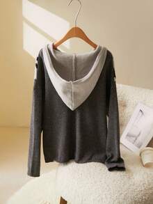 CosyJoli Lässiger, locker sitzender Langarm-Kapuzenpullover, Übergröße, Herbst-Winterkleidung für Damen