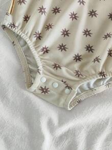 SHEIN Barboteuse à imprimé floral et lettre mignonne pour bébé fille, pour un port décontracté au quotidien au printemps, en été, en automne et en hiver