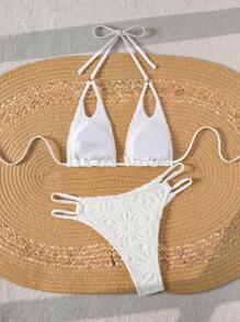 Swim SXY Women's Swimsuit With White Lace Mesh Design Sexy Beach Bikini Set