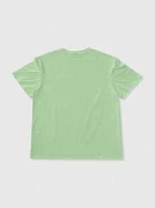 ROMWE MEN Street Life Men's Rock Character Printed Short Sleeve T-Shirt - Green - View 2