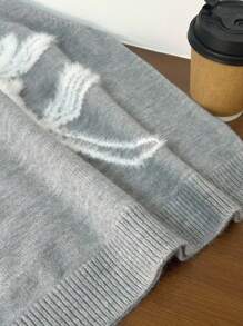 INAWLY 女士休闲宽松圆领毛衣背心，单花图案