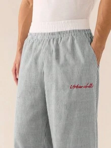 SWAVVY 男士梭织休闲日常宽松直筒条纹拼接腰裤，青年风格，秋季