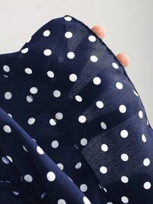 Elamini 黑白波尔卡圆点深 V 领露背紧身迷你连衣裙，荷叶边下摆，波西米亚度假风优雅浪漫性感休闲日常百搭夏装 - 藏蓝色 - 查看 8