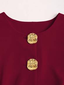 Sweetra Tall Top sin mangas minimalista y básico de metal con botones grandes para mujeres altas - Burdeos - Ver 3