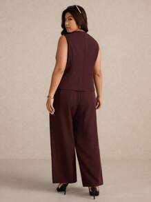 Elaquor Conjunto de 2 piezas de talla grande, elegante y minimalista, versátil para la oficina y el trabajo, compuesto por chaleco y pantalón corto para mujer, para primavera/verano