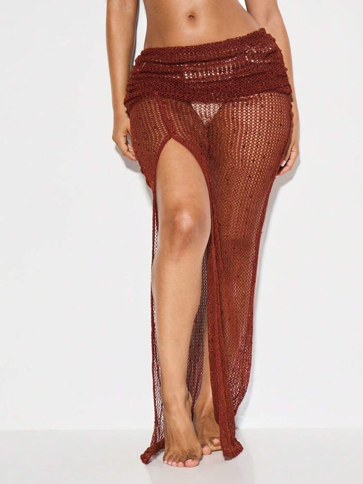 KIZN Gehäkelter Maxirock mit Seitenschlitz