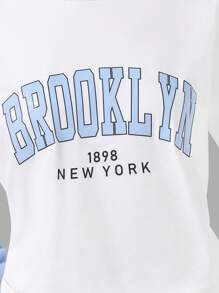 1 套青少年女孩休闲时尚浅蓝色拉链长袖连帽衫和配套短裤，春夏 - 淺色水洗藍 - 查看 5