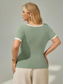 Auralis 夏季大码女式拼色紧身 T 恤 - 彩色 - 查看 2