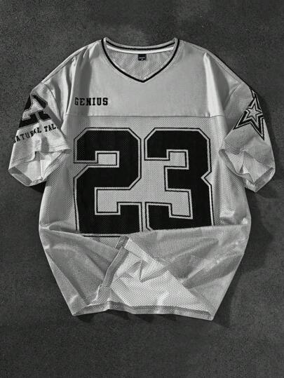 PAVTROS Manfinity Streetrush Men's Casual Numeric Graphic Print Sports Style T-Shirt