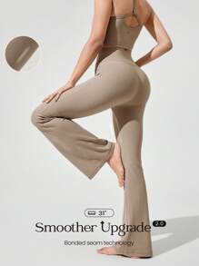 GLOWMODE 31英寸FeatherFit™ Solar Flare 丝滑弹力吸汗无缝高腰喇叭紧身裤，低冲击瑜伽普拉提芭蕾工作室日常休闲装