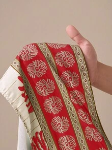 Zivah 2025 夏季新款音乐节复活节母亲节婚礼季女士两件套：无袖挂脖露背上衣 + 直筒裤，花卉印花设计，绿色，休闲，度假，邮轮，海滩，日光浴，优雅，工作休闲 - 紅色 - 查看 7