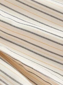 SHEIN MOD Sukienka koszulowa damska w paski w kolorze szarym i beżowym z krótkim rękawem (2 w 1) - Jasnoszary - Zobacz 3