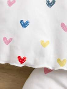 Newborn Baby Girl's Cute Heart Pattern Knitted Wavy Hem Long Sleeve Top And Pants 2pcs Set, Fall - White - View 3