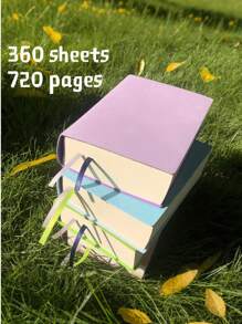 SHEIN 1 Piece Minimalist Style PU Leather Blank Undated Notebook, 360 Pages (720 Pages), Portable Sketchbook, Suitable For Students, Business Gifts, Office Meetings - Chinese Language Back To School