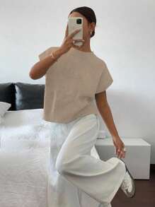 Siren Gaze Women's Casual French Style Loose Short Sleeve Knitted Top, Versatile For Daily Wear Fall Tops,Knitted Sweater