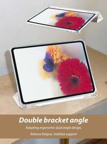 THE POWERPUFF GIRLS X SHEIN 花朵、泡泡、毛茛图案白色可爱折叠平板电脑保护套 - 彩色 - 查看 7