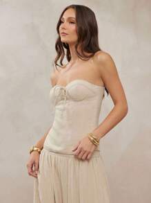 L'Amorae Damen Sommer Lässig einfarbiges Träger-Crop-Top