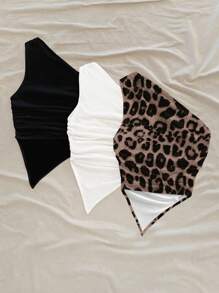 SHEIN 3pcs/Pack Tween Girls' Casual Minimalist Comfortable Asymmetric Hem Camisole - Black - View 2