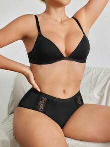 Ocili Women's Black Casual Comfy Fabric Plain Padded Bra - Black - View 5