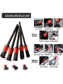 SHEIN Multifunktionales Autopflegeset, Autowaschhürsten-Set mit Radbrsten, Luftdüsenbrste, Polierschwämme, Waschhandschuh und Reinigungstuch