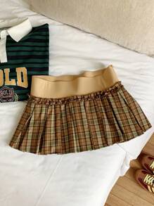 Comfortcana Váy mini in họa tiết kẻ caro thắt nơ cổ điển cho nữ, mùa hè - Nhiều màu - Xem 2