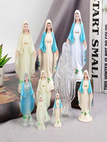 SHEIN 1pc Virgin Statue Glow In The Dark Our Lady Of Grace Statue Luminous Catholic Religious Figurines For Mother's Day Decorations