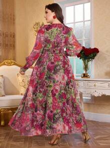 Modelyn 全新优雅奢华V领长袖喇叭长裙