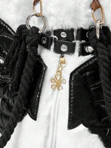 ROMWE Goth Fashionable Y2K Plush Rabbit & Cross Backpack - White - View 5