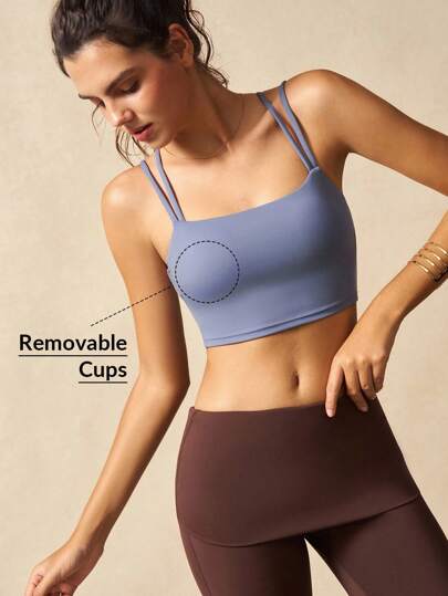 VARSIVA 女士纯色健身上衣细肩带短款夏季吊带背心