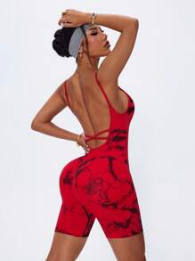 Dewbera Dewbera Seamless Tie-Dye Sleeveless Romper, Suitable For Summer Sports Workout Romper - Multicolor - View 6