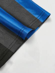 ROMWE MEN Prep Camiseta masculina de basquete azul e preta, esportiva casual e confortável, manga curta - Multicolorido - Visão 4