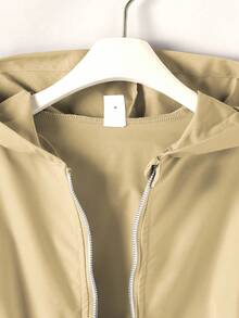 Girls Casual Drawstring Hooded Mid-Length Jacket Fall Winter - Khaki - View 6