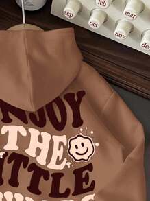 Baby Boy Knitted Soft Hoodie Pullover Sweatshirt, Casual Thick Design Suitable For Autumn Fall Winter