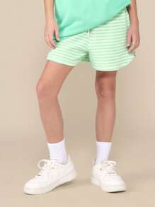 SUMWON Casual Brooklyn Summer Co-Ord Oversized T-Shirt Runner Short Set Youth Teen Fashion Sports Number Relaxed Streetwear Soft Vacation Outfit - Green - View 4