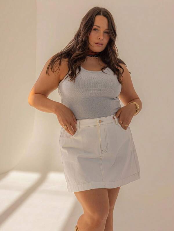 Aralina Falda vaquera de verano con detalles dorados, adecuada para otoño, conciertos de country, estilo Y2K y estilo callejero de Estocolmo, talla grande