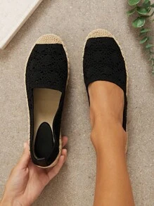 SHUZIA Women's Fashion Casual Comfy Mesh Lace Hollow Out Round Toe Flats For Christmas