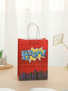 12 piezas Bolsas de fiesta de superhero, bolsas de regalo de súperheros de dibujos animados, suministros para fiesta temática de héroe, regalos de cumpleaños, con asa, recuerdos de fiestas de Superhera, dulces de papel para decoraciones de festividades de San Valentín
