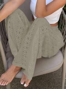 DAZY Women's Loose Elastic Waist Casual Long Pants For Summer Holiday - Mint Green - View 3