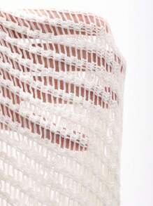 DAZY Dessus ample transparent et semi-transparent de couleur unie minimaliste et décontracté pour les vacances, avec ourlet enveloppant et détails ajourés