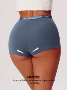 LUVLETTE Bộ 3 quần lót nam cạp cao thoáng khí chất liệu cotton thoáng khí thoải mái dành cho nữ, quần lót boxer có logo cơ bản, đồ lót mặc ngoài, phù hợp cho bé gái tuổi teen và trẻ em - Nhiều màu - Xem 2