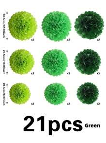 16/20/21pcs Pink, Blue, Green, Multicolor Paper Flower Balls Pom Pom Decorations, Suitable For Mother's Day, Wedding, Confession Day, Baby Shower, Birthday Party, Indoor And Outdoor Decor