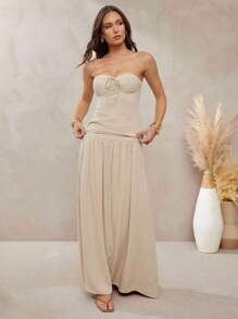 L'Amorae Damen Sommer Lässig einfarbiges Träger-Crop-Top