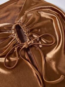 Swim Oasis New Women Plus Size Hollow-Out Bandeau 3 PiecesBikini Set With High-Waist Bottoms And Long Cover-Up, Vacation Swimming Suit