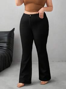 EURMUSE QUẦN JEAN CỠ CAO XÒE TRẮNG ĐÀN HỒI CỠ LỚN - màu đen - Xem 5