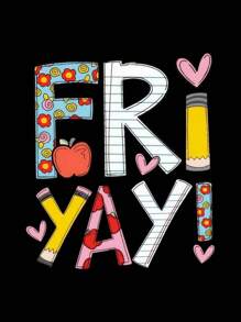 SHEIN Unity Áo thun họa tiết chữ cổ tròn tay ngắn cỡ lớn cho nữ, mùa hè - màu đen - Xem 3