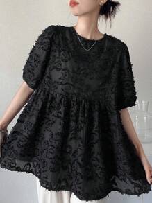 FRIFUL 女士休闲纯色纹理短袖衬衫